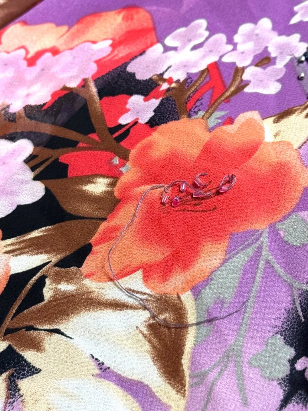 Vtg Y2K Purple Floral Asymmetrical Dress Handkerchief Hem Flutter Sleeve Fairy - Picture 12 of 13